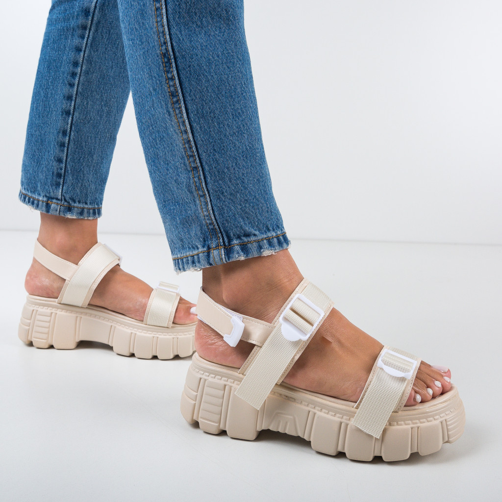 Sandale trendy bej de nunta Hazma online