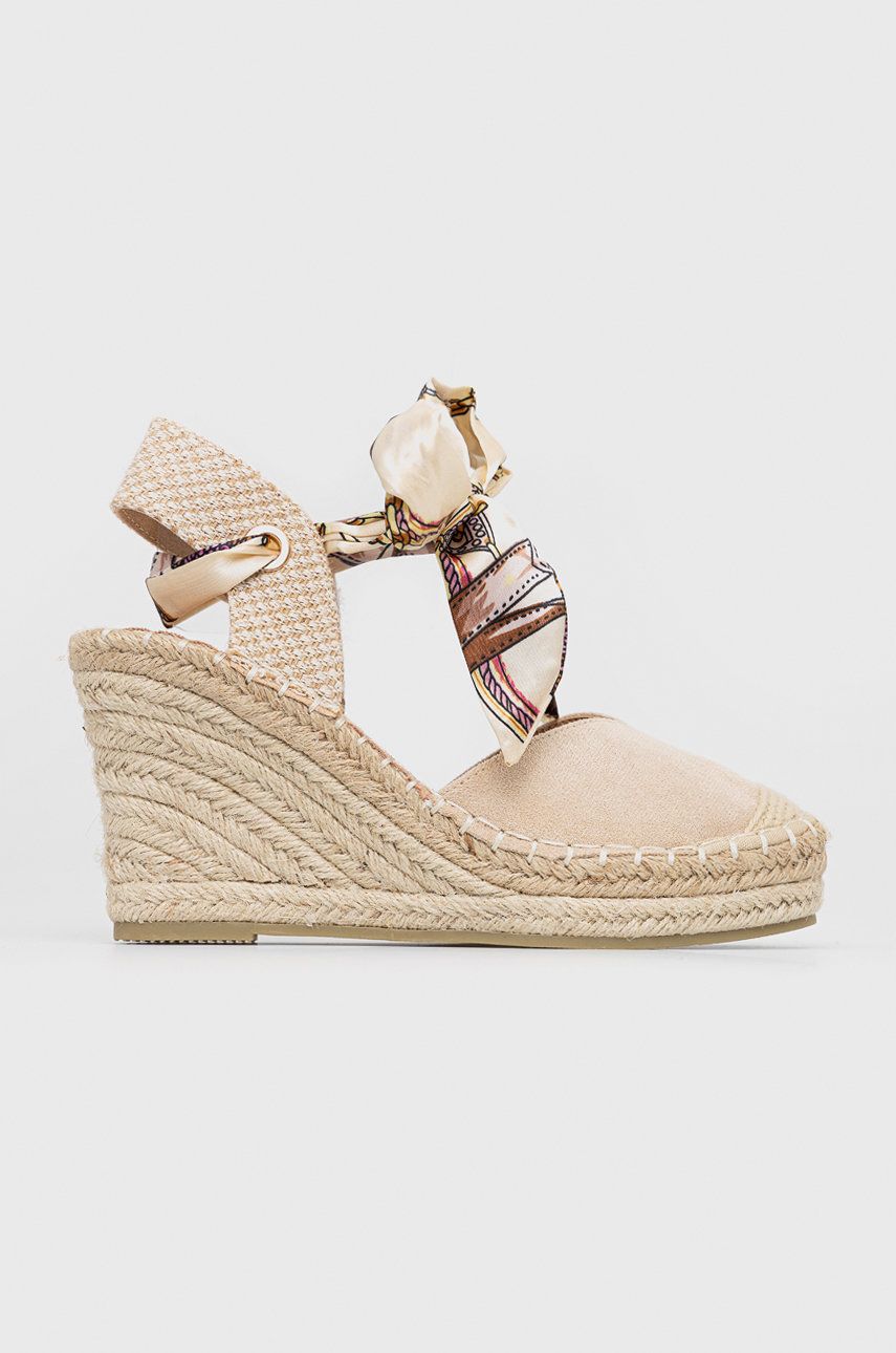 Espadrile dama Answear Lab bej casual din piele intoarsa cu material textil  cu talpa din guma