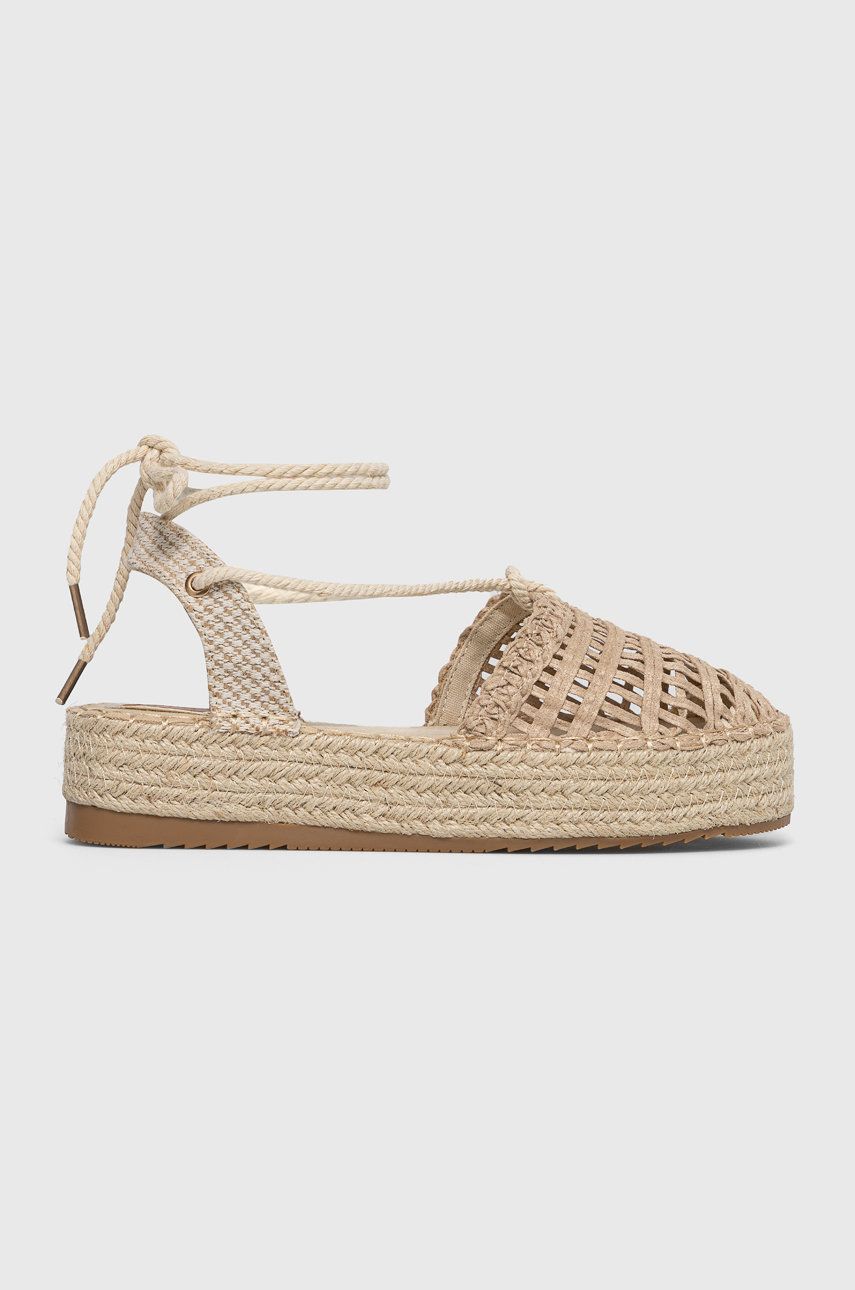 Espadrile dama Answear Lab bej de vara din imitatie de piele intoarsa cu talpa comoda  Buonarotti