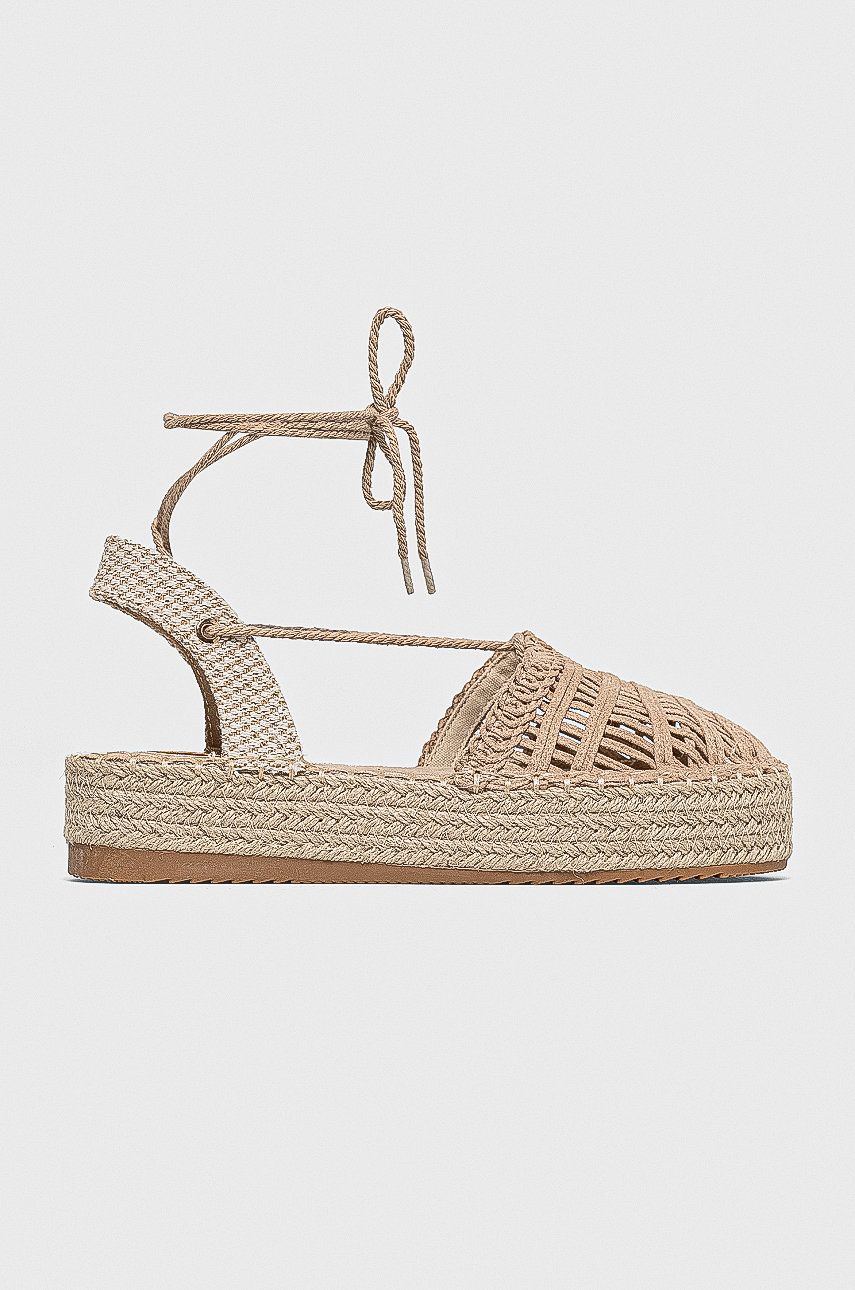 Espadrile dama Answear Lab bej de vara din material textil  cu talpa din guma Moda Plus