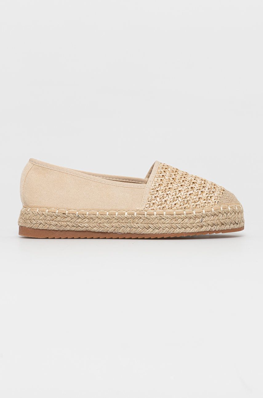 Espadrile dama Answear Lab bej de vara din piele intoarsa cu material textil  cu talpa din guma donna La