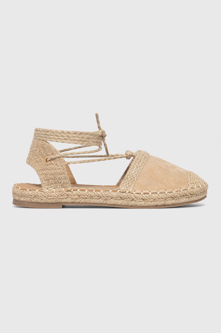 Espadrile dama Answear Lab bej de vara din piele intoarsa cu material textil cu toc plat  Buonarotti