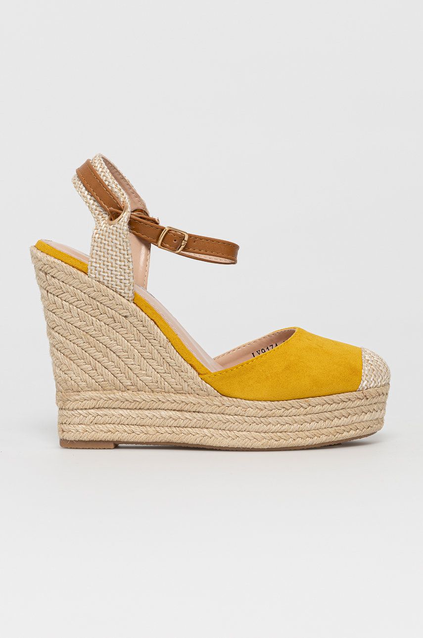 Espadrile dama Answear Lab galbene casual din piele ecologica cu imitatie de piele intoarsa  cu talpa din guma Sweet Shoes