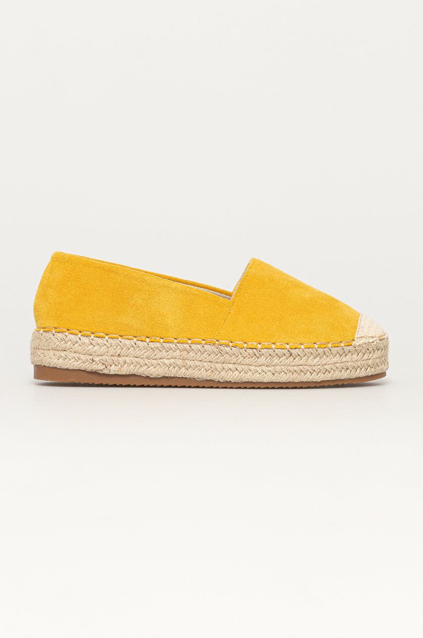 Espadrile dama Answear Lab galbene de zi din imitatie de piele intoarsa  cu talpa din guma Sun Color