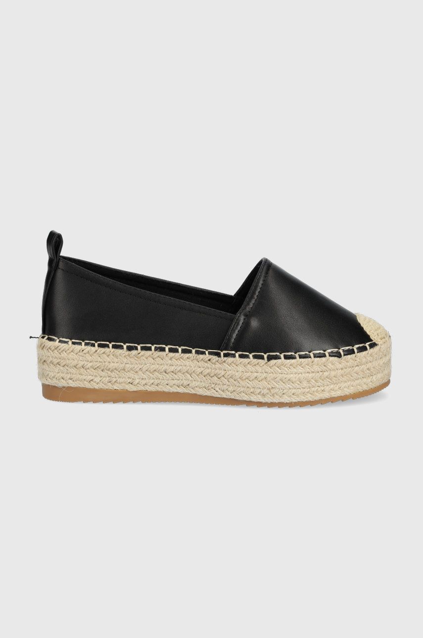 Espadrile dama Answear Lab negre de plaja din material textil cu piele ecologica cu talpa din guma si interior confortabil