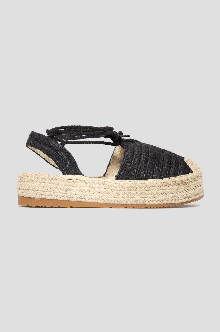 Espadrile dama Answear Lab negre de primavara din material textil  cu talpa din guma WK