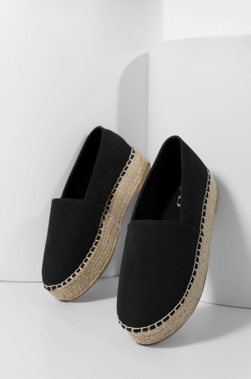 Espadrile dama Answear Lab negre de vara din imitatie de piele intoarsa  cu talpa din guma