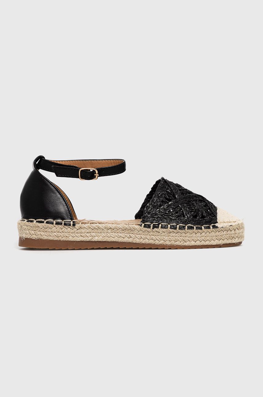 Espadrile dama Answear Lab negre de vara din material textil cu piele ecologica  cu talpa din guma Sunsea