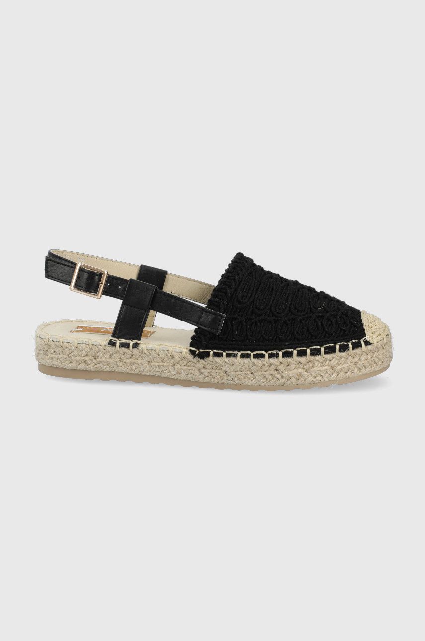 Espadrile dama Answear Lab negre de vara din material textil cu piele ecologica  cu talpa din guma