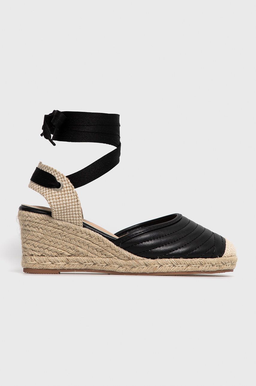 Espadrile dama Answear Lab negre de vara din material textil cu piele ecologica cu talpa din guma si interior confortabil Prisska