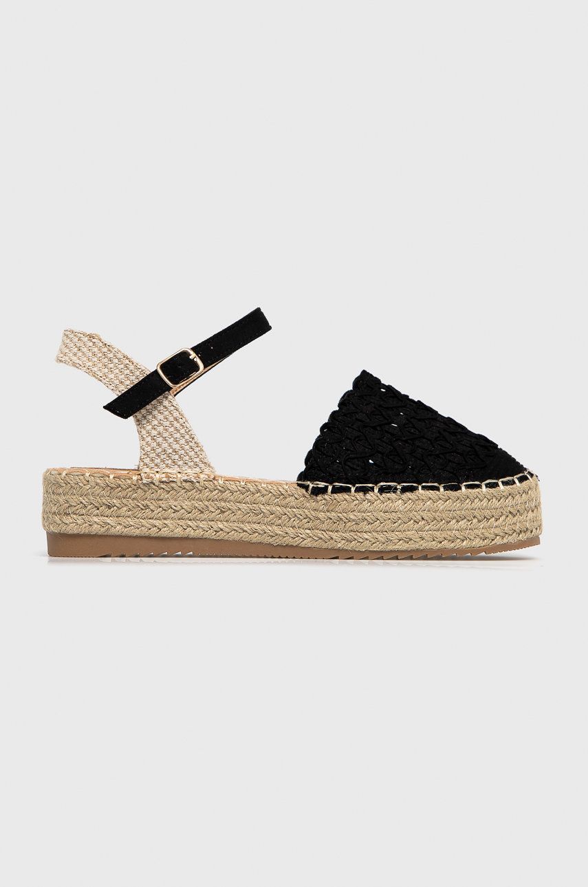 Espadrile dama Answear Lab negre de vara din material textil  cu talpa din guma Prisska