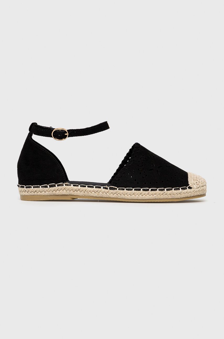 Espadrile dama Answear Lab negre de zi din imitatie de piele intoarsa  cu talpa din guma Damerose