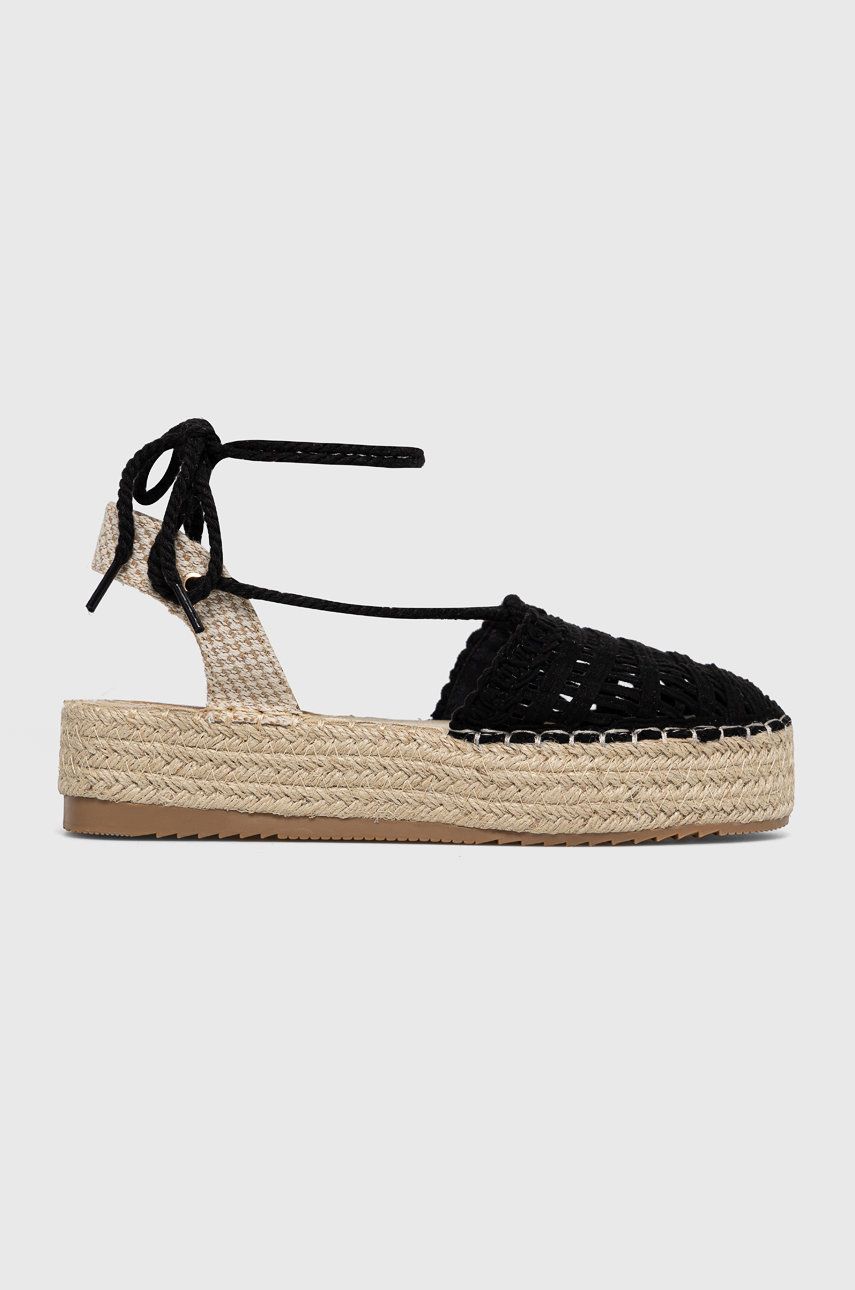 Espadrile dama Answear Lab negre de zi din material textil  cu talpa din guma Buonarotti