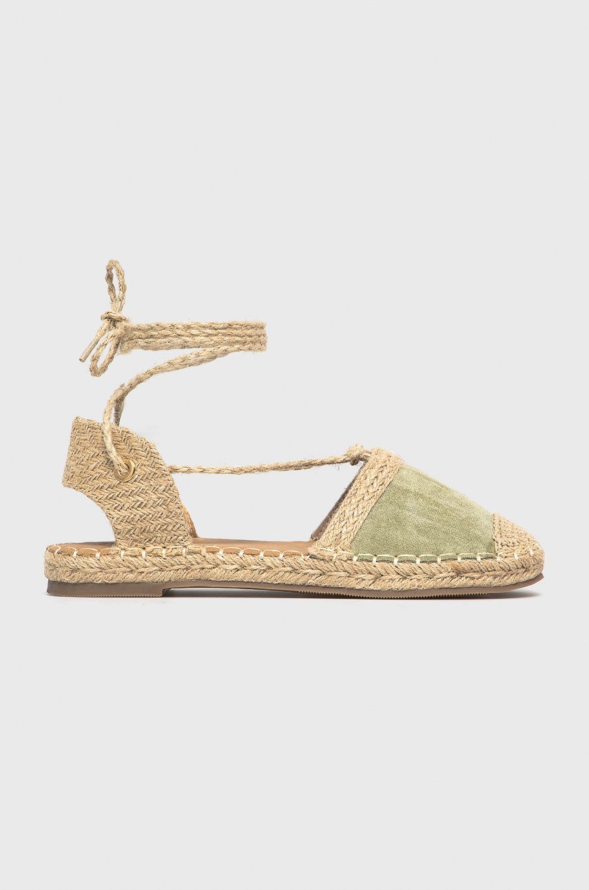 Espadrile dama Answear Lab verzi de vara din imitatie de piele intoarsa cu talpa din guma si interior confortabil Buonarotti