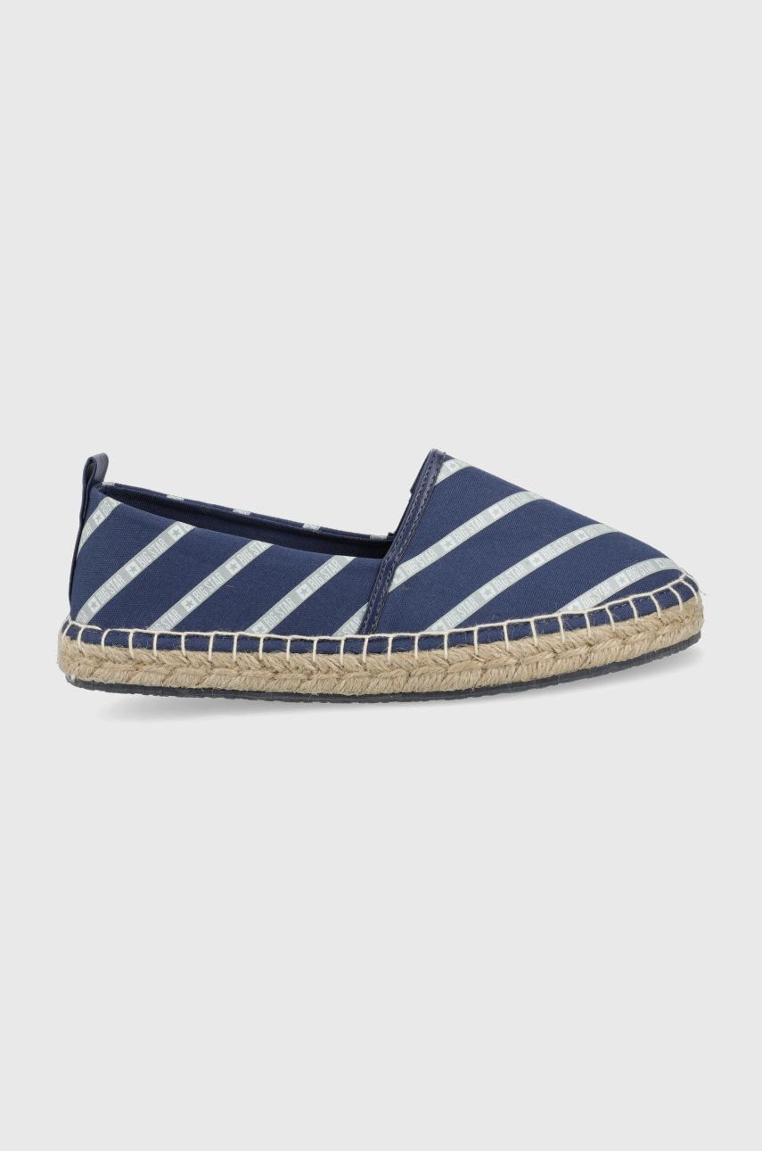 Espadrile dama Big Star bleumarin de vara din material textil cu toc plat si talpa din guma