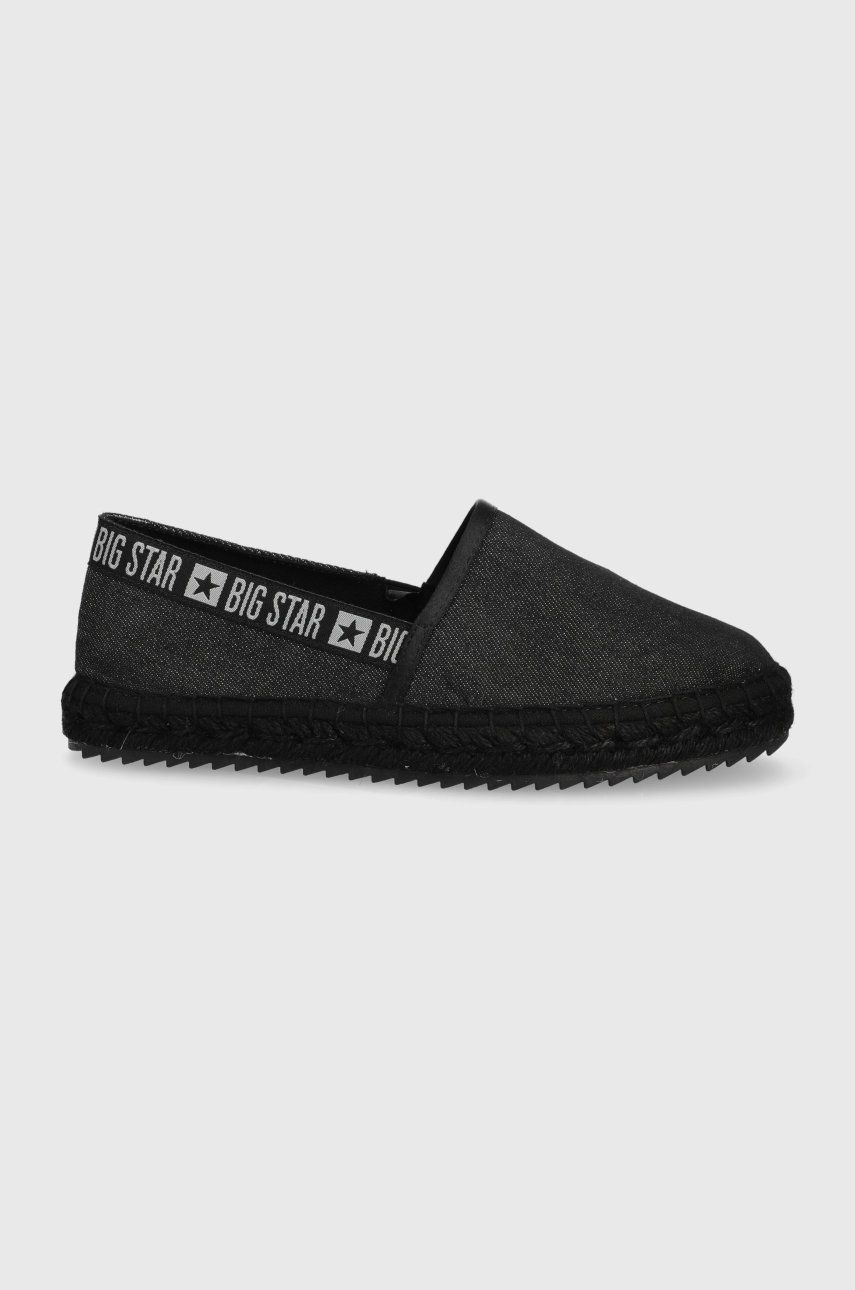 Espadrile dama Big Star negre de vara din material textil  cu talpa din guma