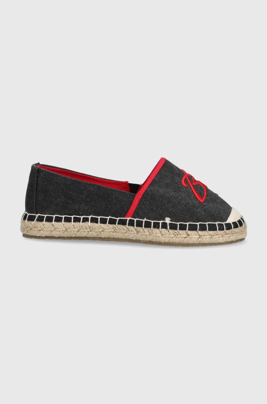 Espadrile dama Big Star negre de zi din material textil  cu talpa din guma