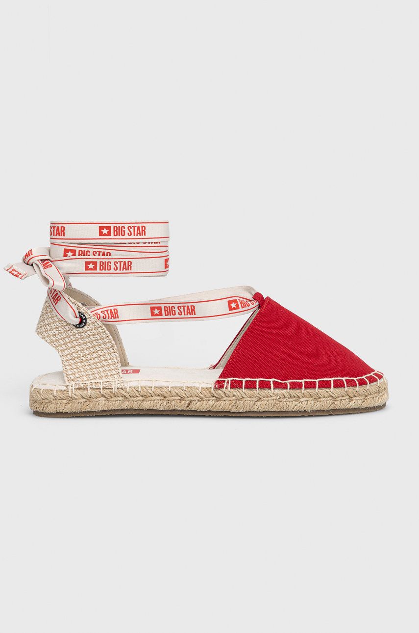 Espadrile dama Big Star rosii de primavara din material textil  cu talpa din guma