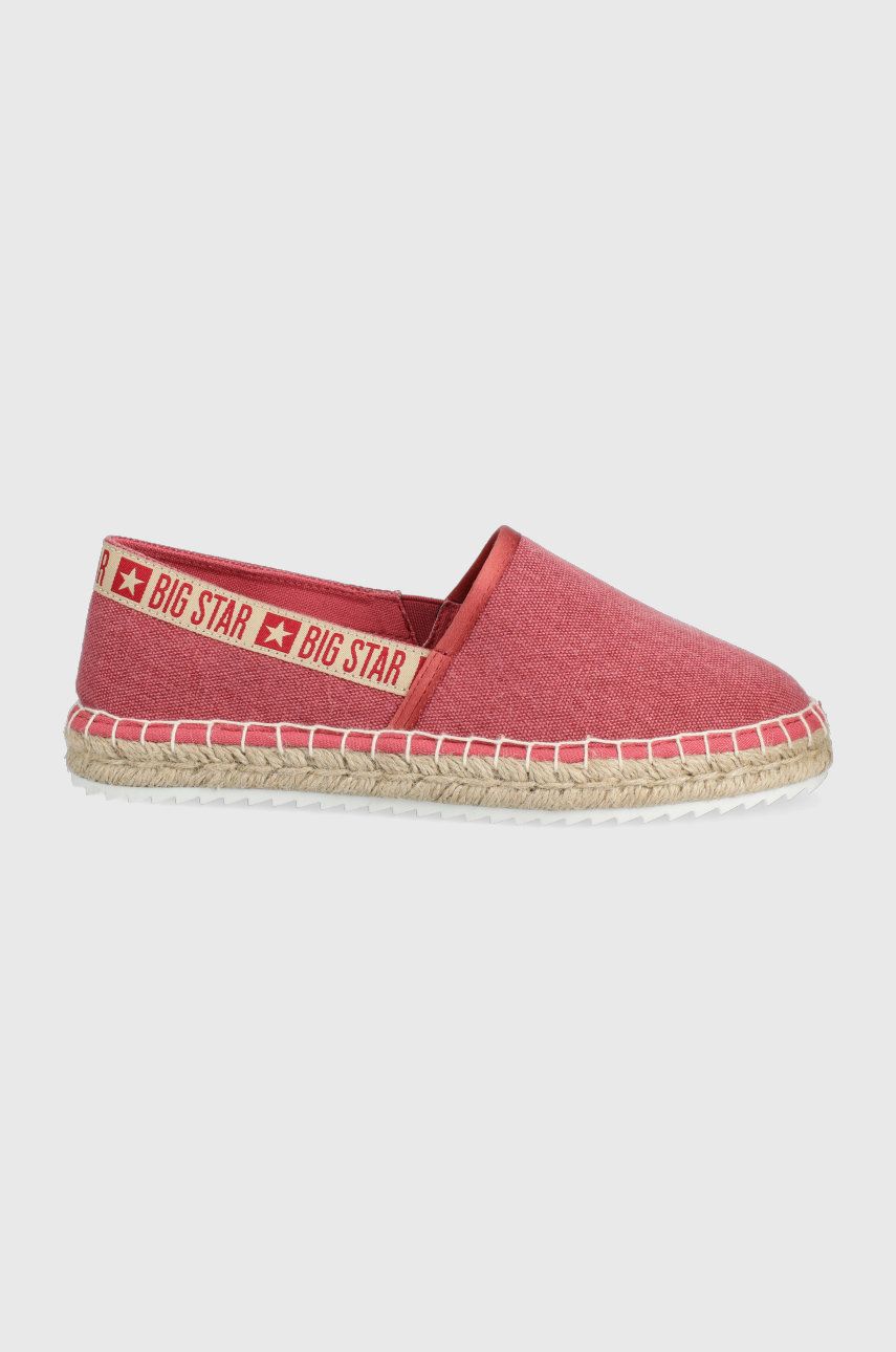 Espadrile dama Big Star roz de zi din material textil  cu talpa sculptata