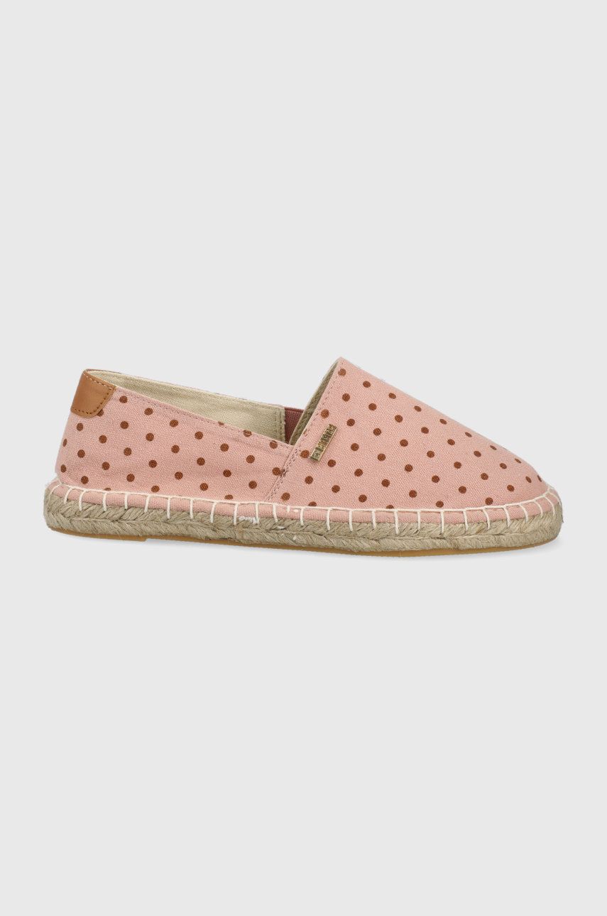 Espadrile dama Big Star roz de zi din material textil cu toc plat si talpa din guma