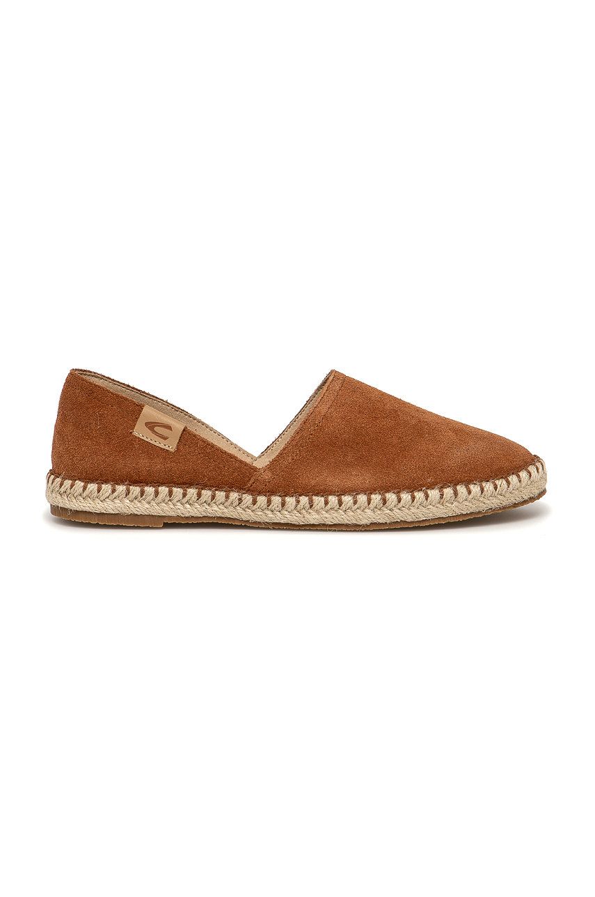 Espadrile dama Camel Active portocalii de primavara din piele intoarsa cu toc plat si talpa presata