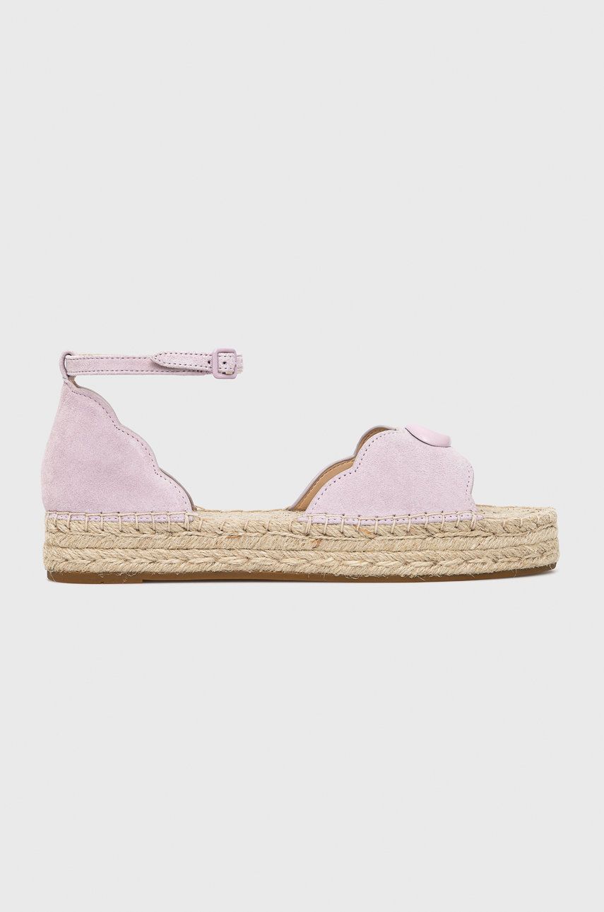 Espadrile dama Coach roz de zi din piele intoarsa cu talpa din guma si interior confortabil Dillon Suede