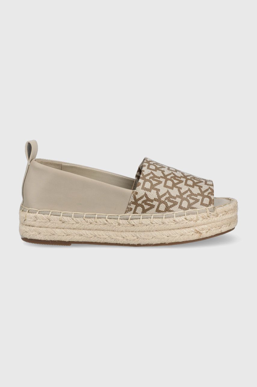 Espadrile dama DKNY bej casual din piele naturala cu piele ecologica  cu talpa din guma Magan