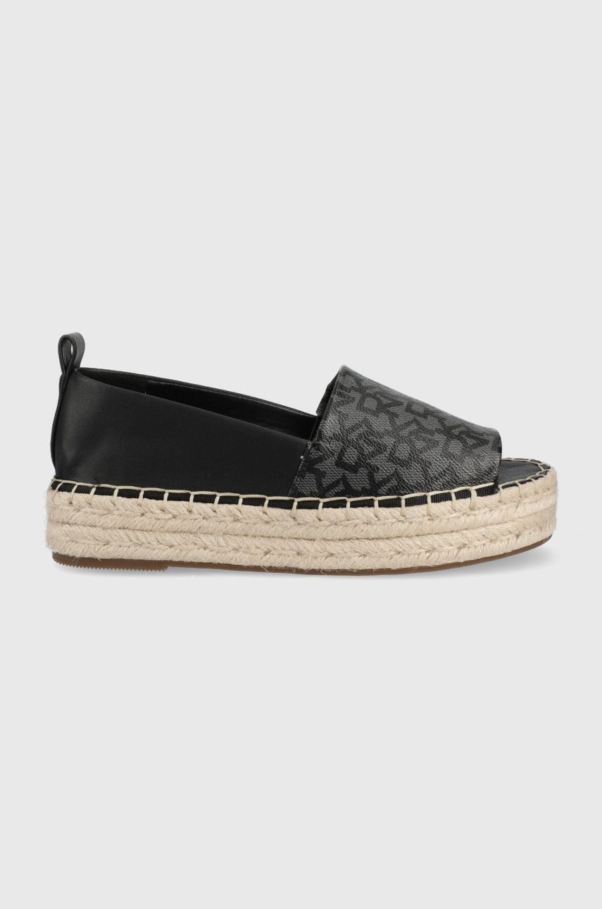 Espadrile dama DKNY negre de zi din piele naturala cu piele ecologica cu talpa din guma si interior confortabil Magan