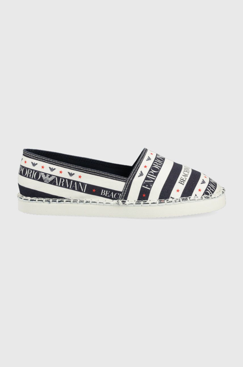 Espadrile dama Emporio Armani Underwear bleumarin casual din material textil cu toc plat