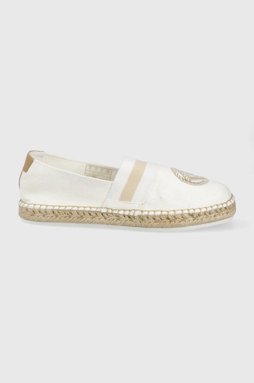 Espadrile dama Gant albe de vara din material textil cu piele naturala  cu talpa din guma Lular