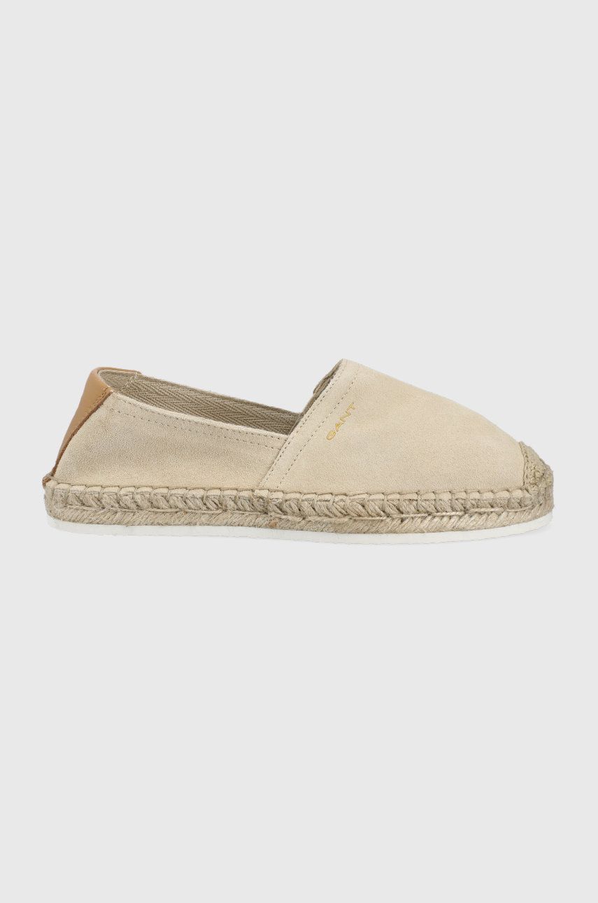 Espadrile dama Gant bej de primavara din material textil cu piele intoarsa  cu talpa presata Lucynella