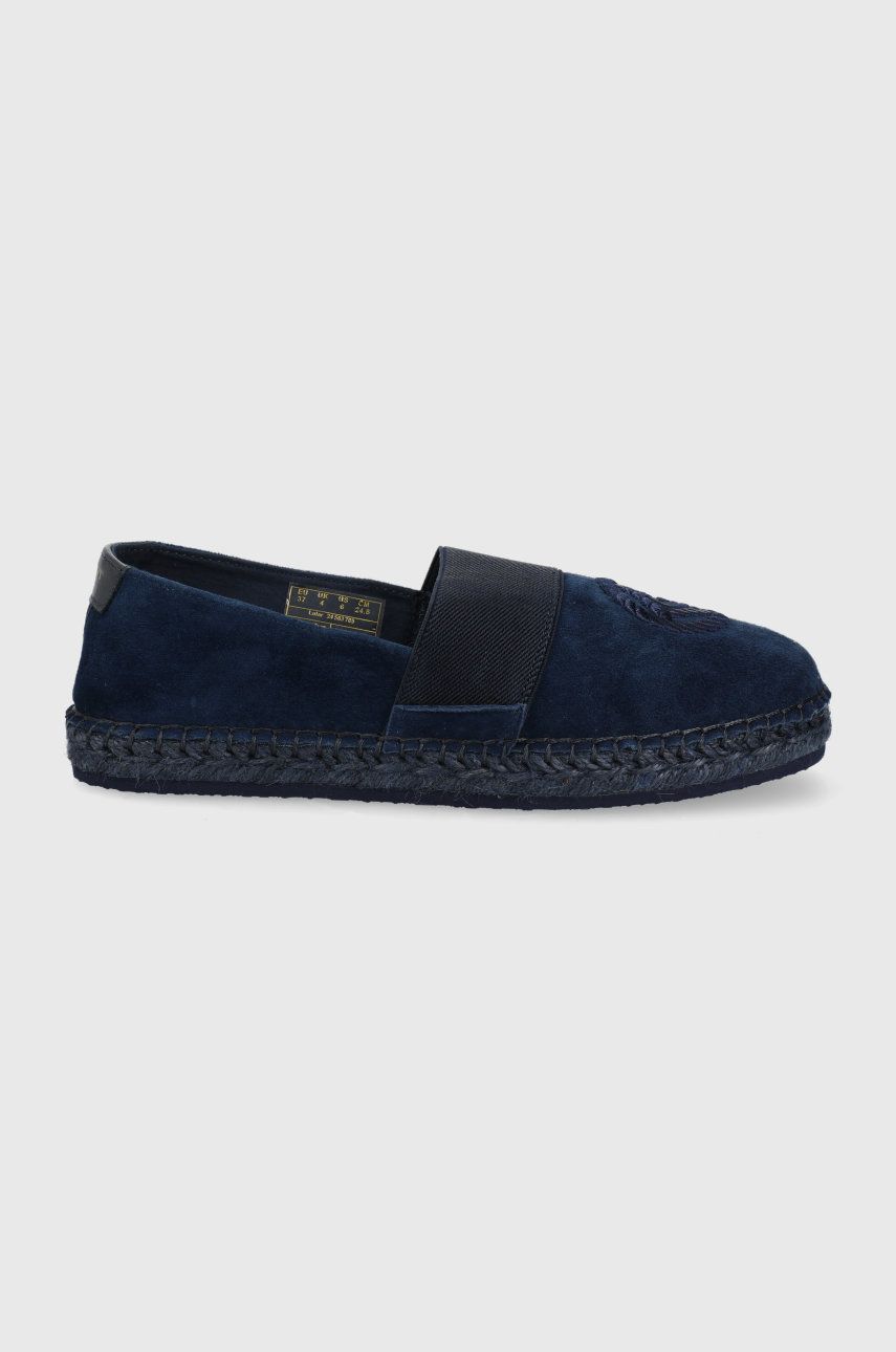 Espadrile dama Gant bleumarin de primavara din material textil cu piele intoarsa cu toc plat  Lular