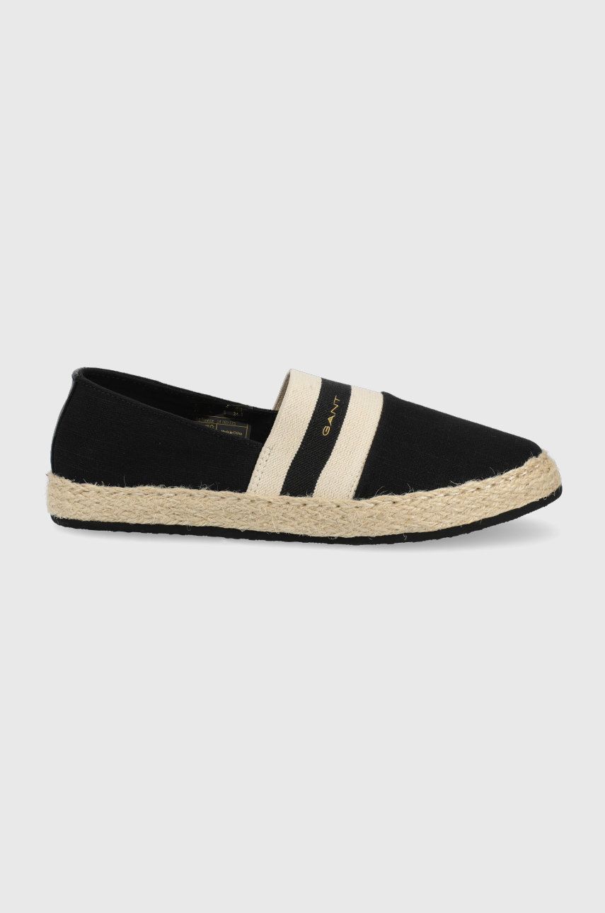 Espadrile dama Gant negre casual din material textil cu toc plat  Raffiaville