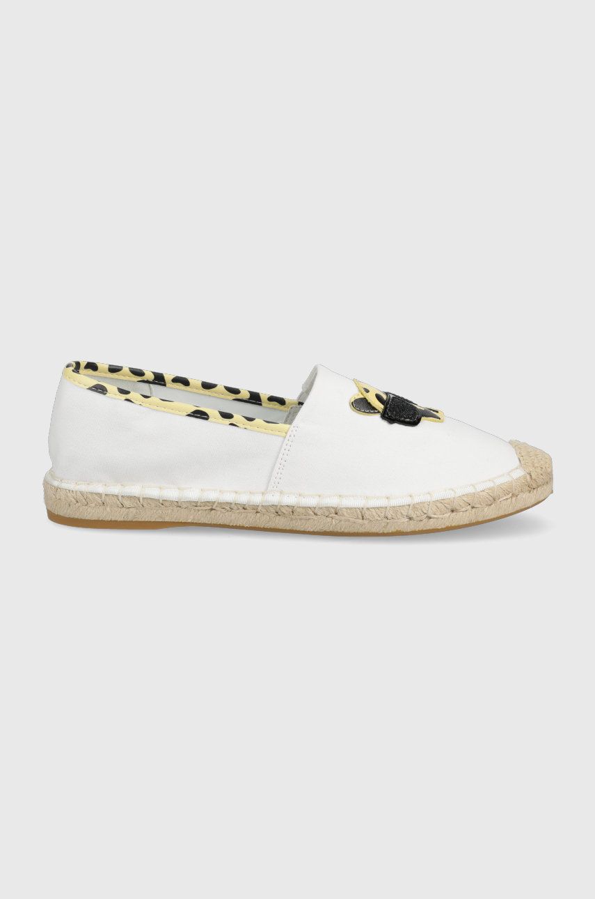 Espadrile dama Karl Lagerfeld albe de plaja din material textil cu piele naturala cu talpa din guma si interior confortabil Kamini