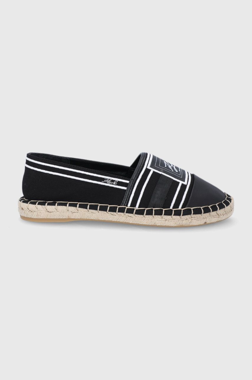 Espadrile dama Karl Lagerfeld negre de vara din material sintetic cu piele naturala  cu talpa din guma