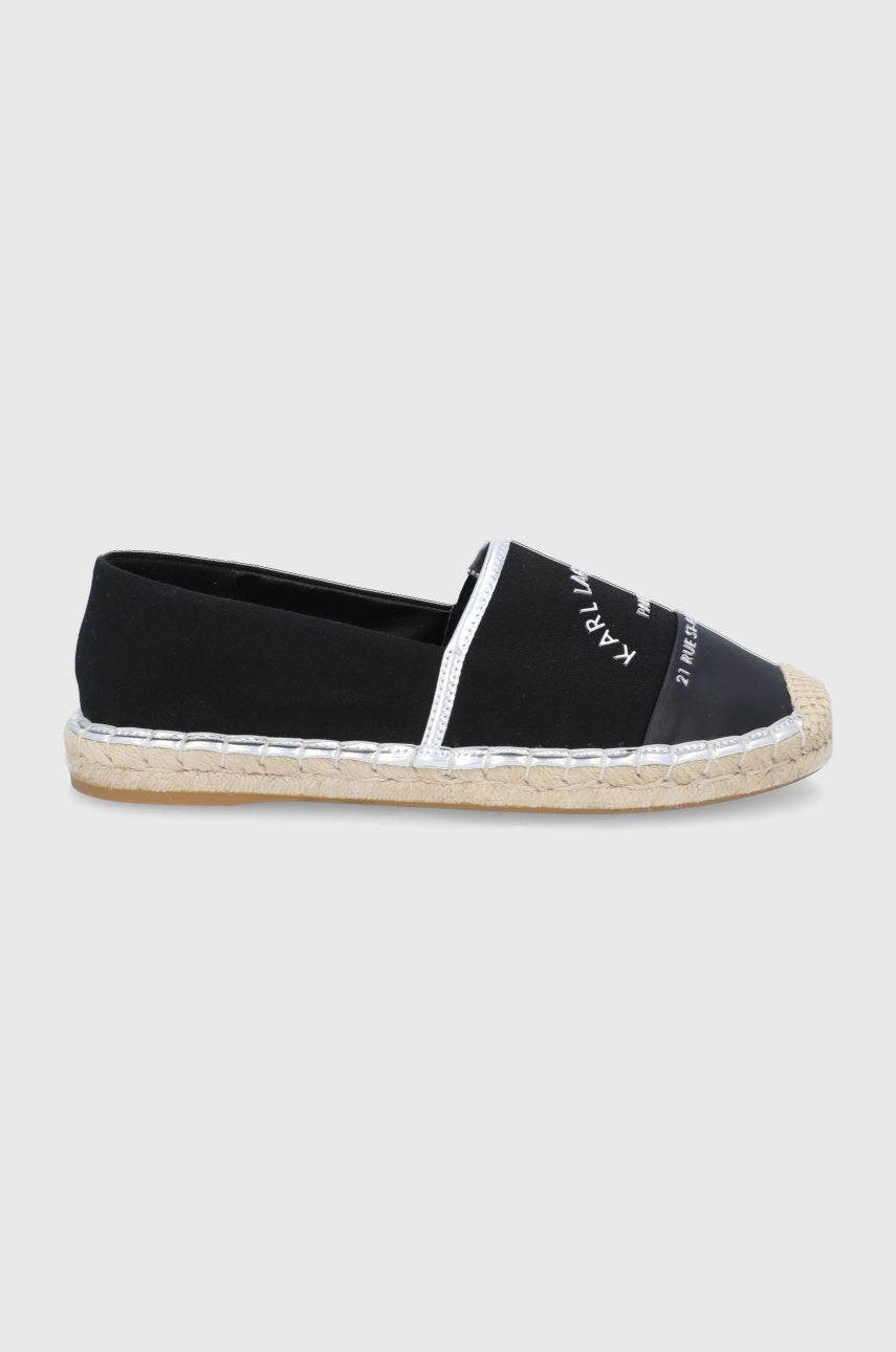 Espadrile dama Karl Lagerfeld negre de vara din material textil cu piele ecologica cu talpa din guma si interior confortabil Kamini