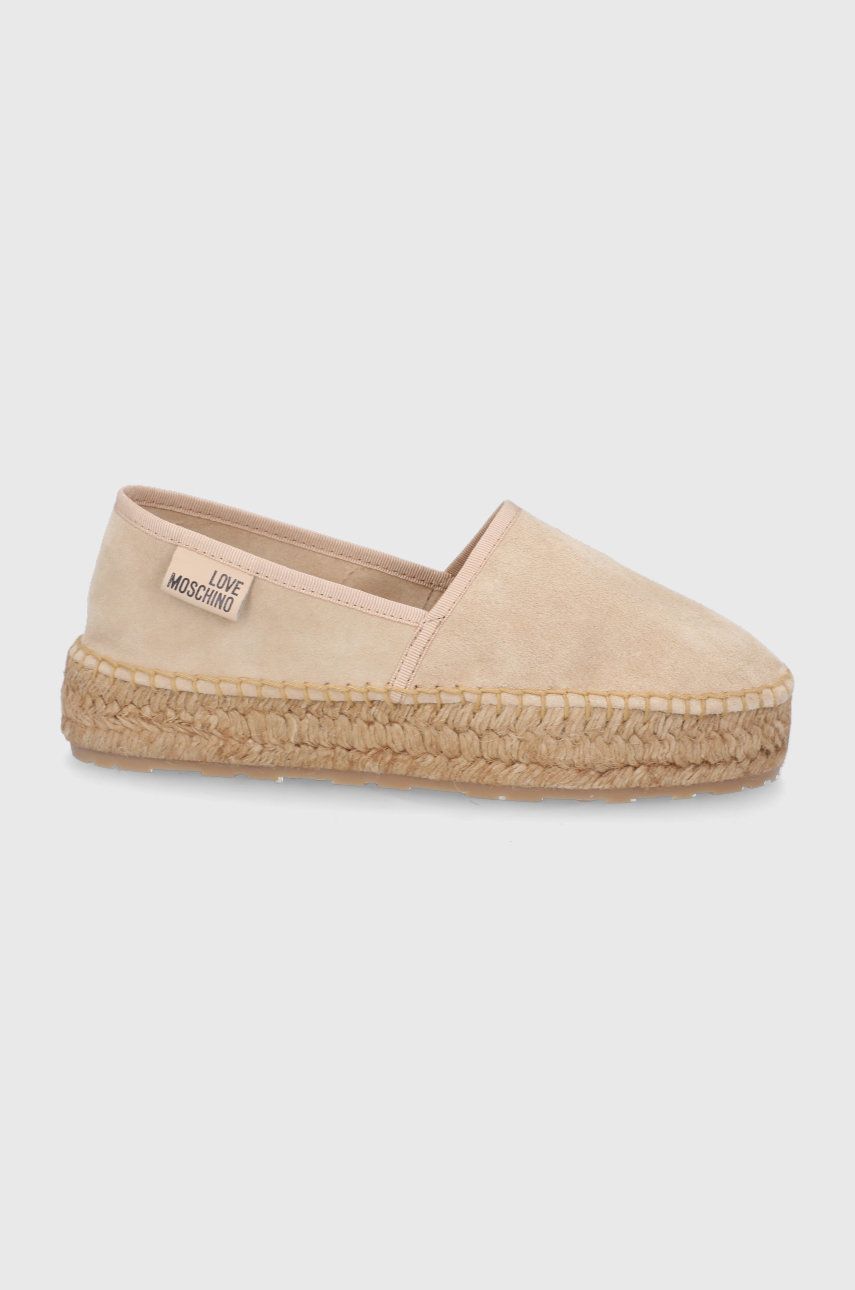 Espadrile dama Love Moschino  de zi din piele intoarsa  cu talpa din guma