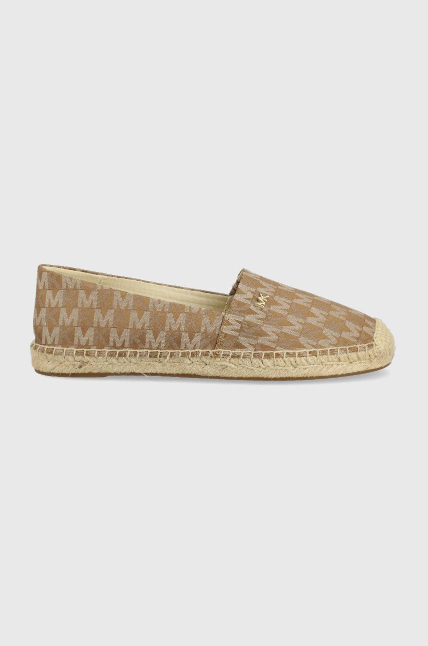 Espadrile dama MICHAEL Michael Kors maro de plaja din material textil cu toc plat si talpa din guma Kendrick Slip On