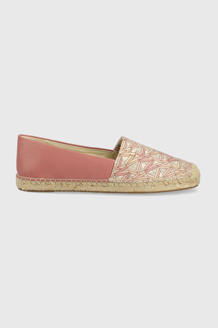 Espadrile dama MICHAEL Michael Kors roz de vara din piele naturala cu piele ecologica cu toc plat si talpa din guma Kendrick Slip On