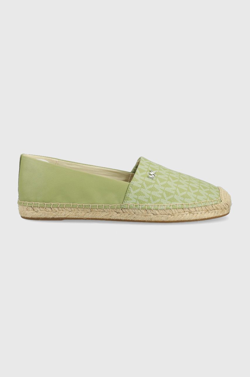 Espadrile dama MICHAEL Michael Kors verzi de vara din piele naturala cu ecologica cu toc plat si talpa din guma Kendrick Slip On