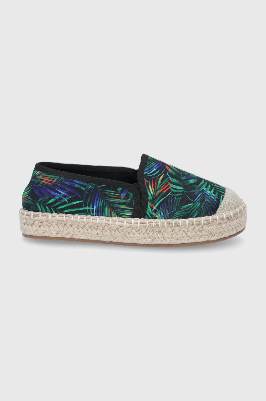 Espadrile dama Medicine negre de zi din material textil  cu talpa din guma