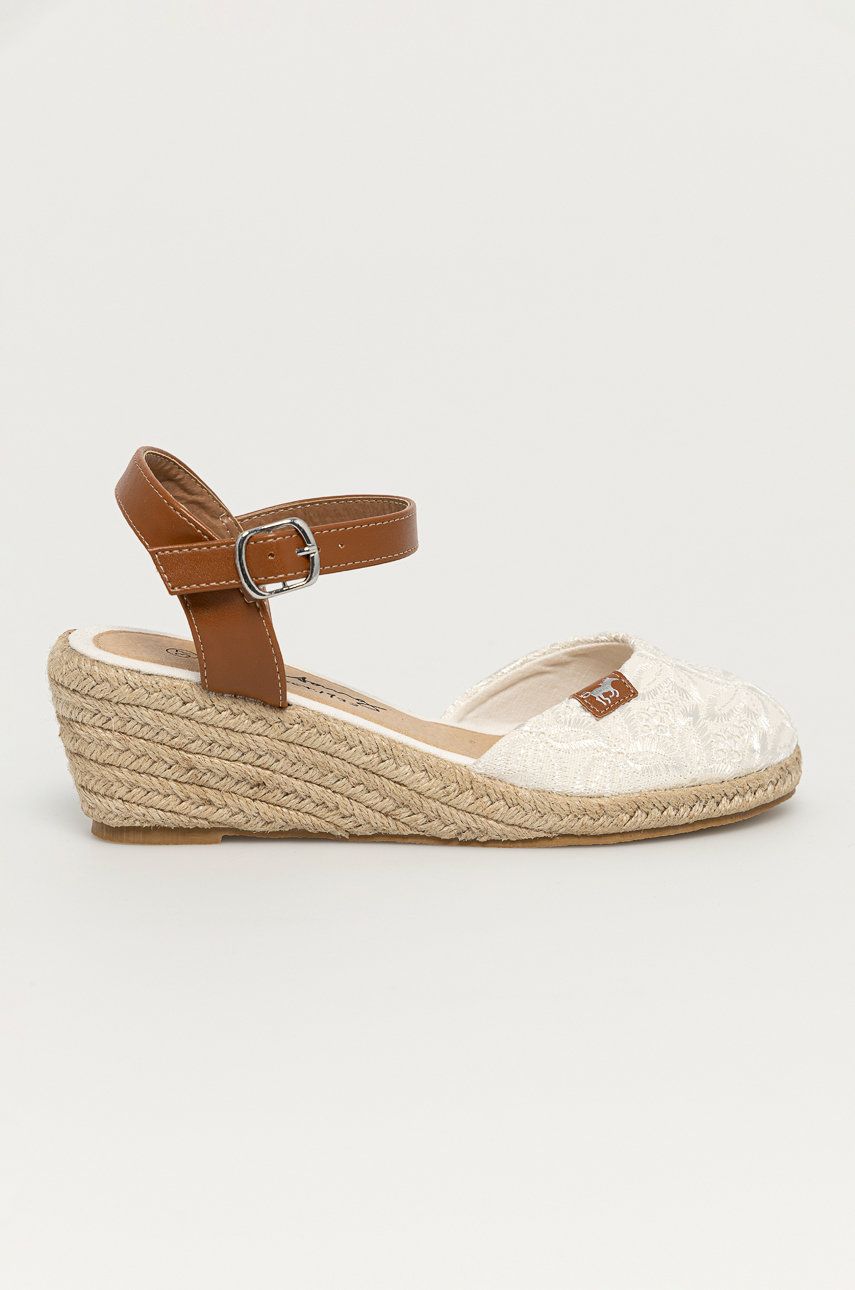 Espadrile dama Mustang albe de zi din material textil cu piele ecologica  cu talpa din guma