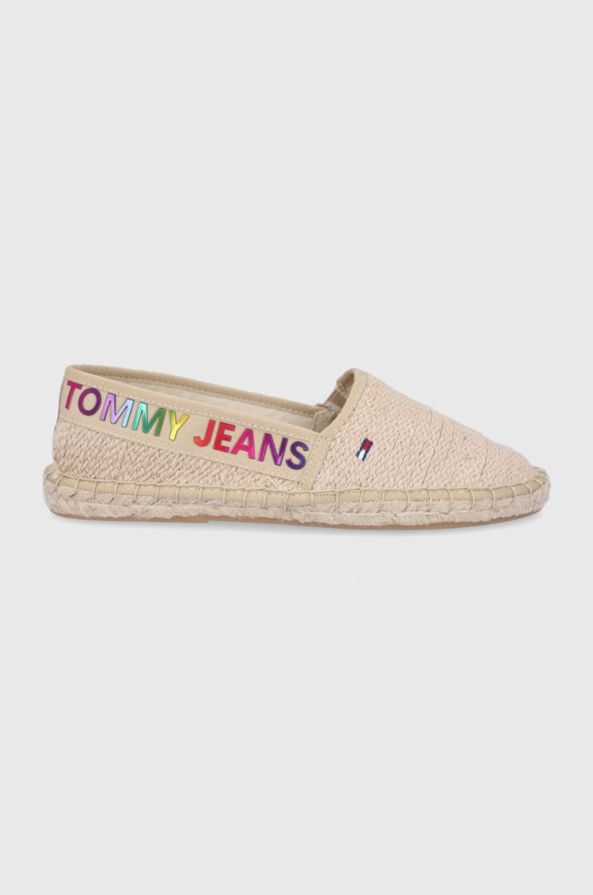 Espadrile dama Tommy Jeans bej de zi din material textil  cu talpa din guma