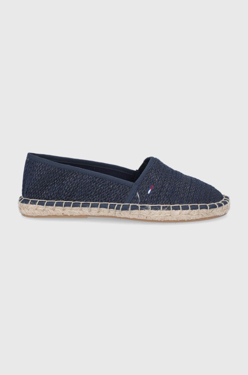 Espadrile dama Tommy Jeans bleumarin de zi din material textil cu toc plat si talpa din guma