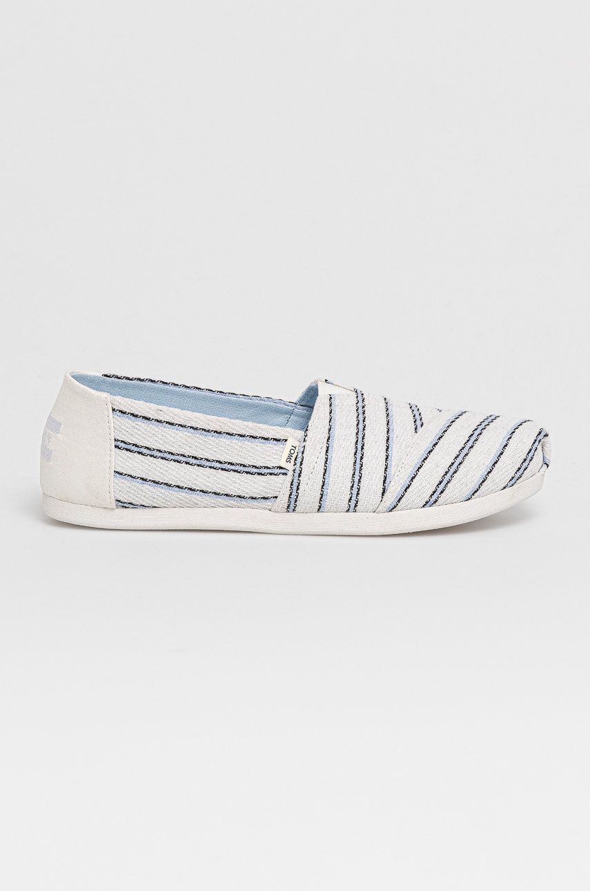 Espadrile dama Toms albe casual din material textil  cu talpa din guma