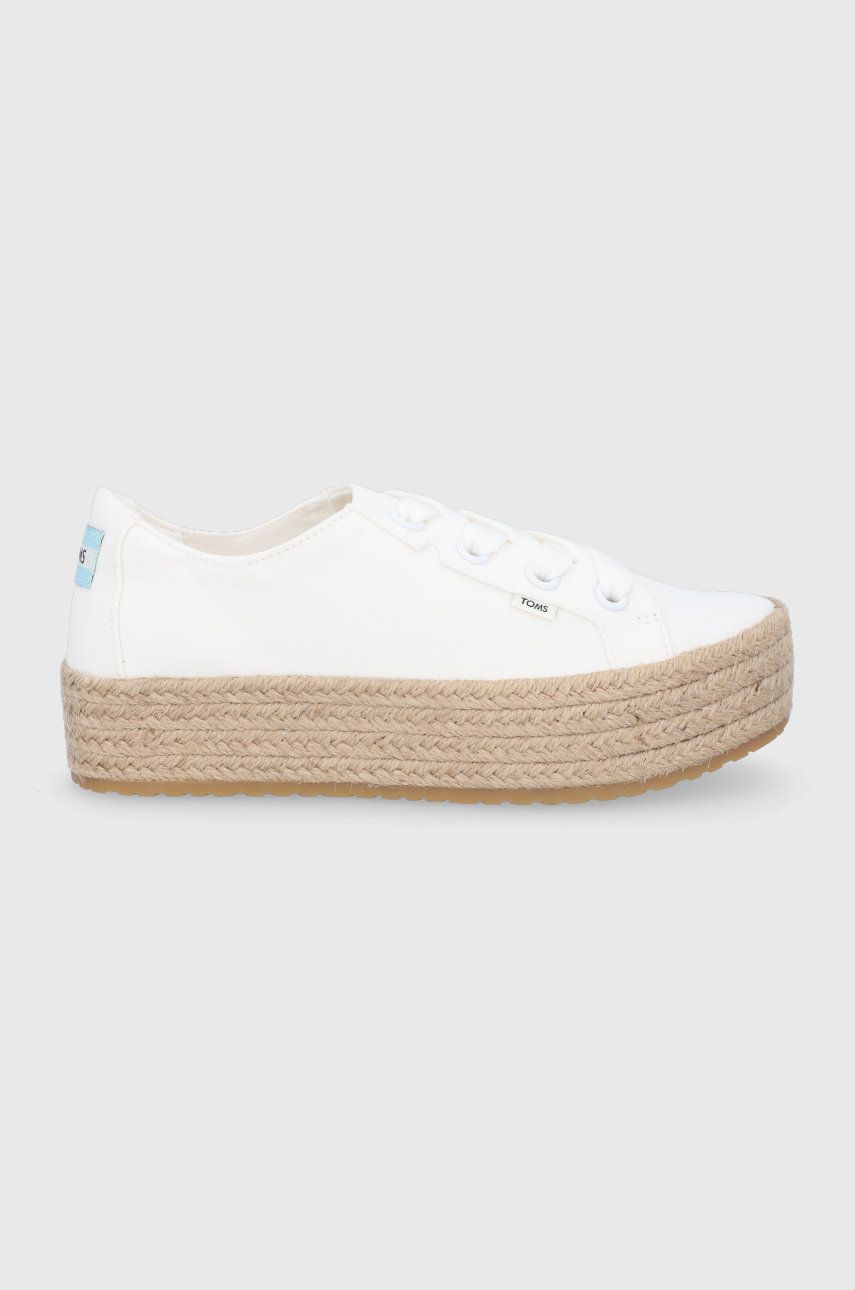 Espadrile dama Toms albe de primavara din material textil  cu talpa din guma Cassiah