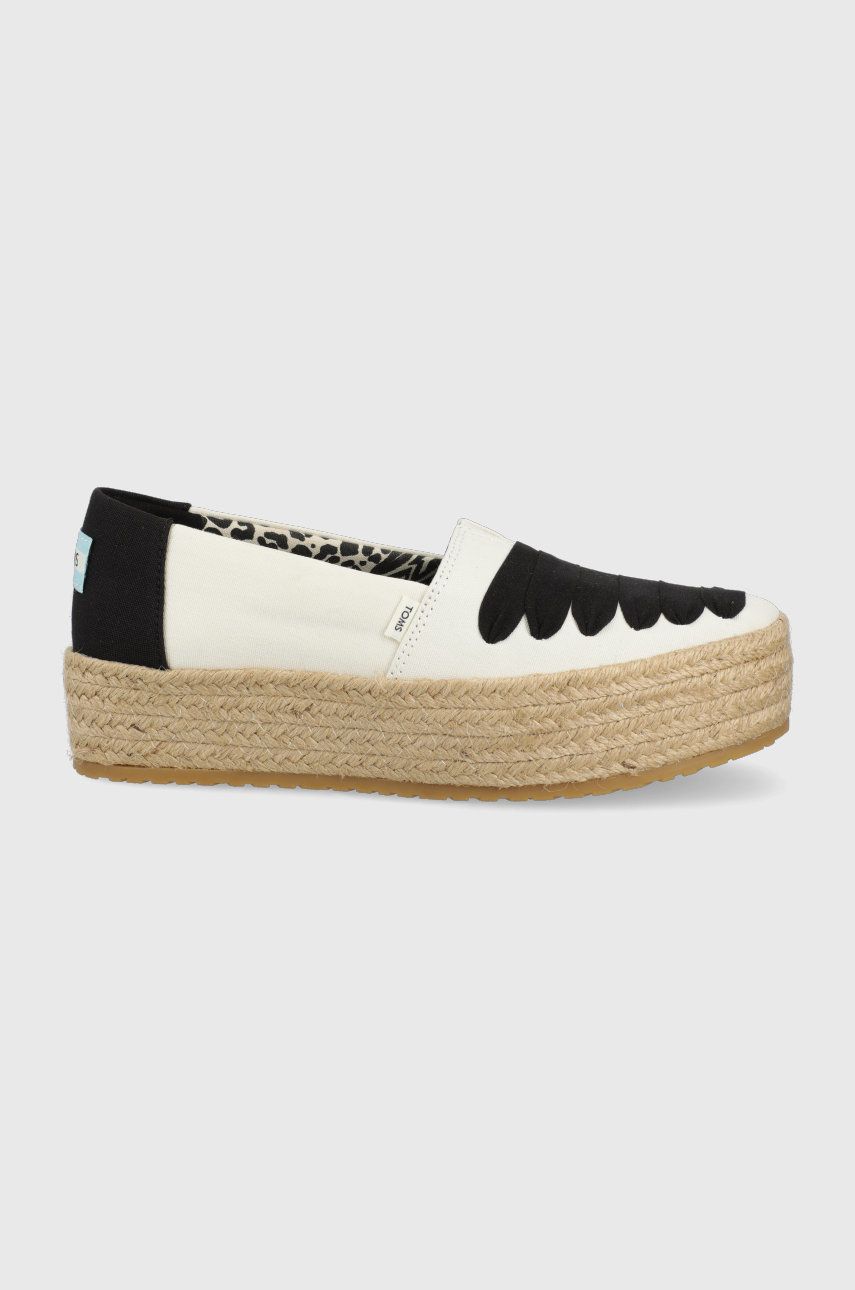 Espadrile dama Toms bej casual din material textil cu talpa din guma si interior confortabil Valencia