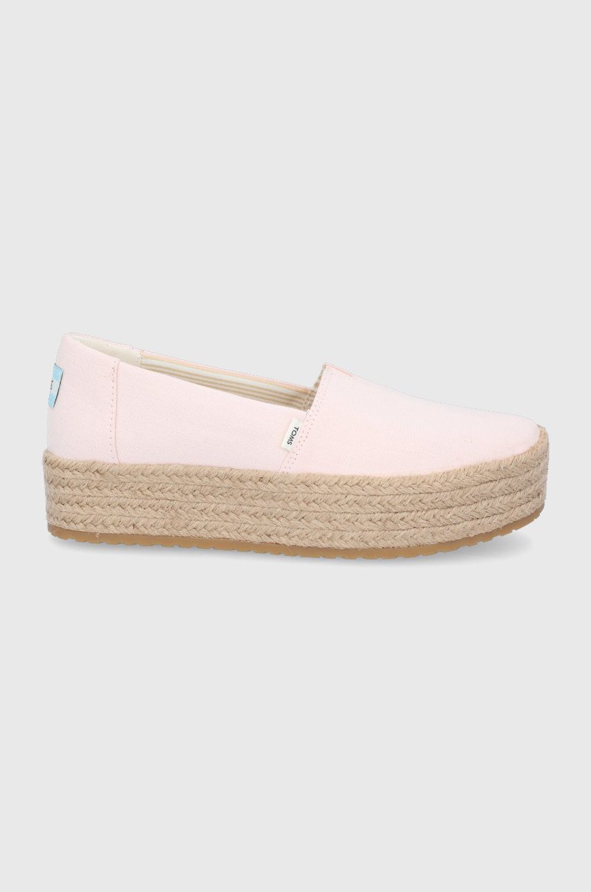 Espadrile dama Toms bej de zi din material textil cu talpa comoda  Canvas Valencia