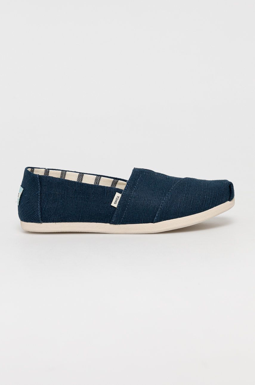 Espadrile dama Toms bleumarin de plaja din material textil  cu talpa din guma