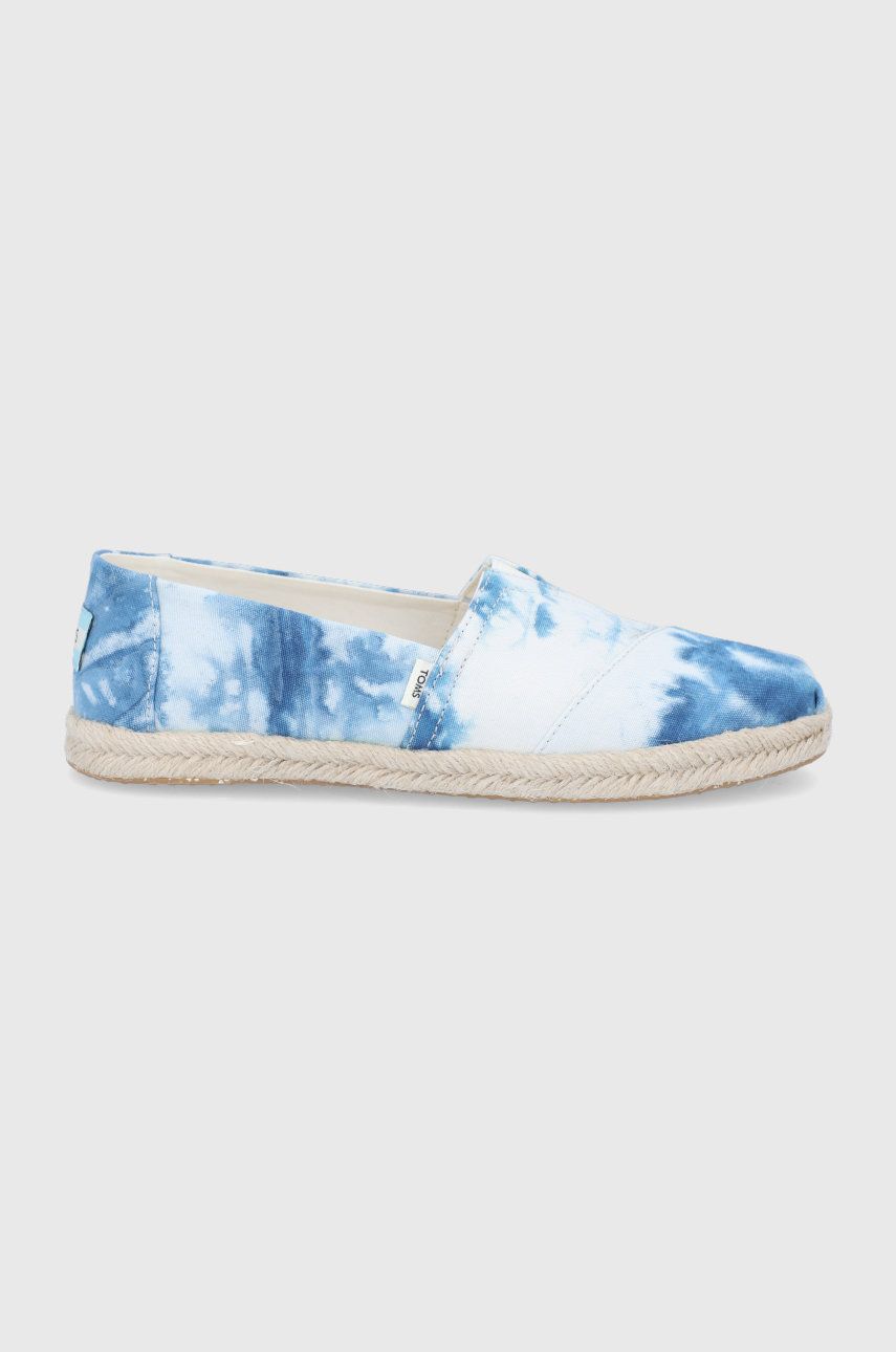 Espadrile dama Toms  de vara din material textil cu toc plat si interior confortabil Tie Dye Canvas